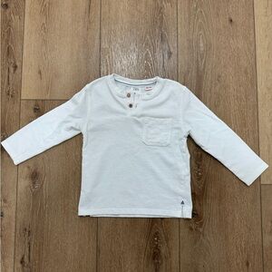 Zara Kids Cream Long Sleeve Tee with Pocket 2-3 Years